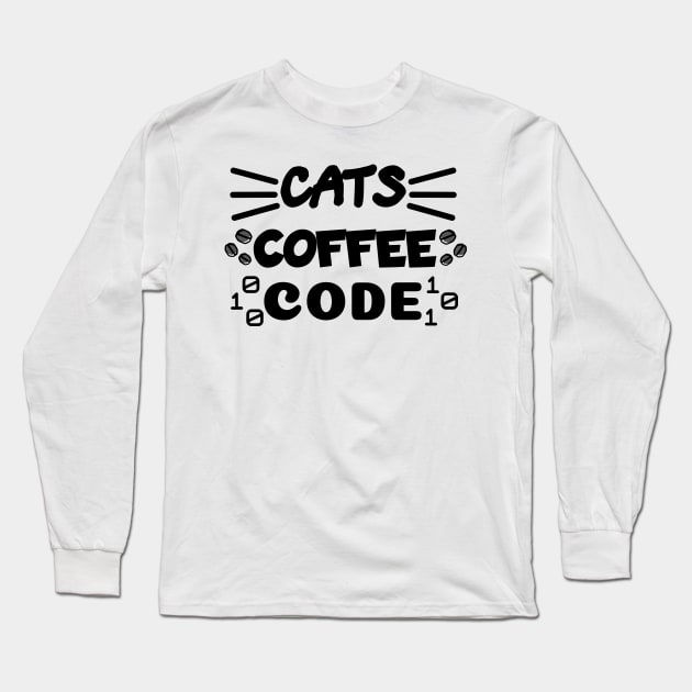 Cats Coffee Code | The 3 Best Things in the World Long Sleeve T-Shirt by aRtVerse